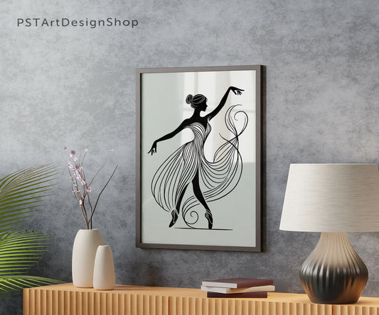  "Anmutige Ballerina Silhouette - Stilvolle Tanzkunst in Schwarz-Weiß", minimalistischen Tanzkunst in Schwarz-Weiß.

Dieses kunstvolle Wandbild verkörpert die Anmut und Eleganz des Balletts und ist ein unverzichtbares Stück für jede moderne Wohnzimmerdekoration. 