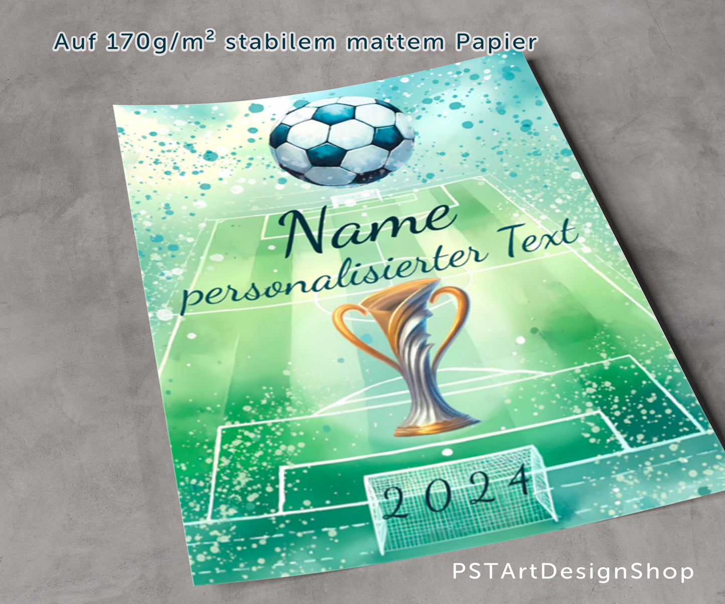 Personalisierbares Fußballposter – Name, Text und Jahr auf exklusivem Design