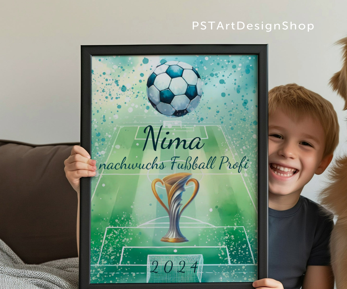 Personalisierbares Fußballposter – Name, Text und Jahr auf exklusivem Design