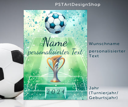 Personalisierbares Fußballposter – Name, Text und Jahr auf exklusivem Design