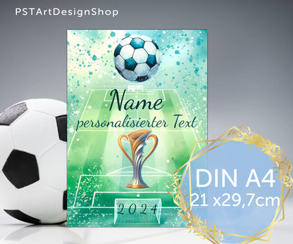 Personalisierbares Fußballposter – Name, Text und Jahr auf exklusivem Design